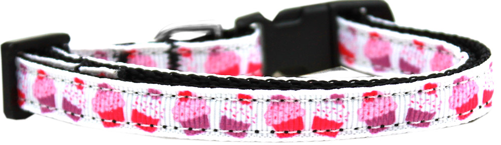 Pink and Purple Cupcakes Nylon Ribbon Cat Safety Collar